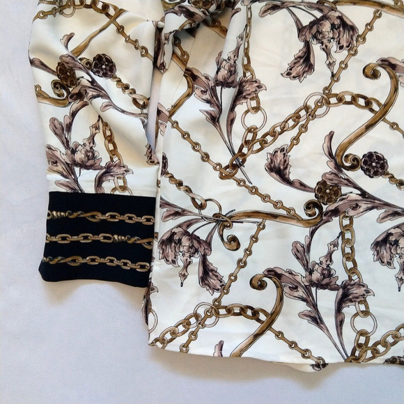 Joseph Ribkoff Women's Popover Blouse Size 12 Chain Print Collared Top FLAW READ - Picture 5 of 8
